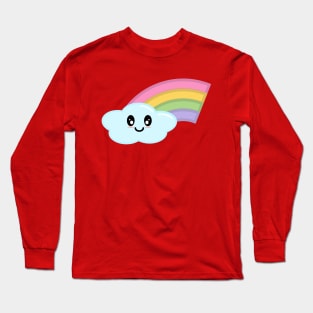 Kawaii Cute Happy Rainbow in Pink Long Sleeve T-Shirt